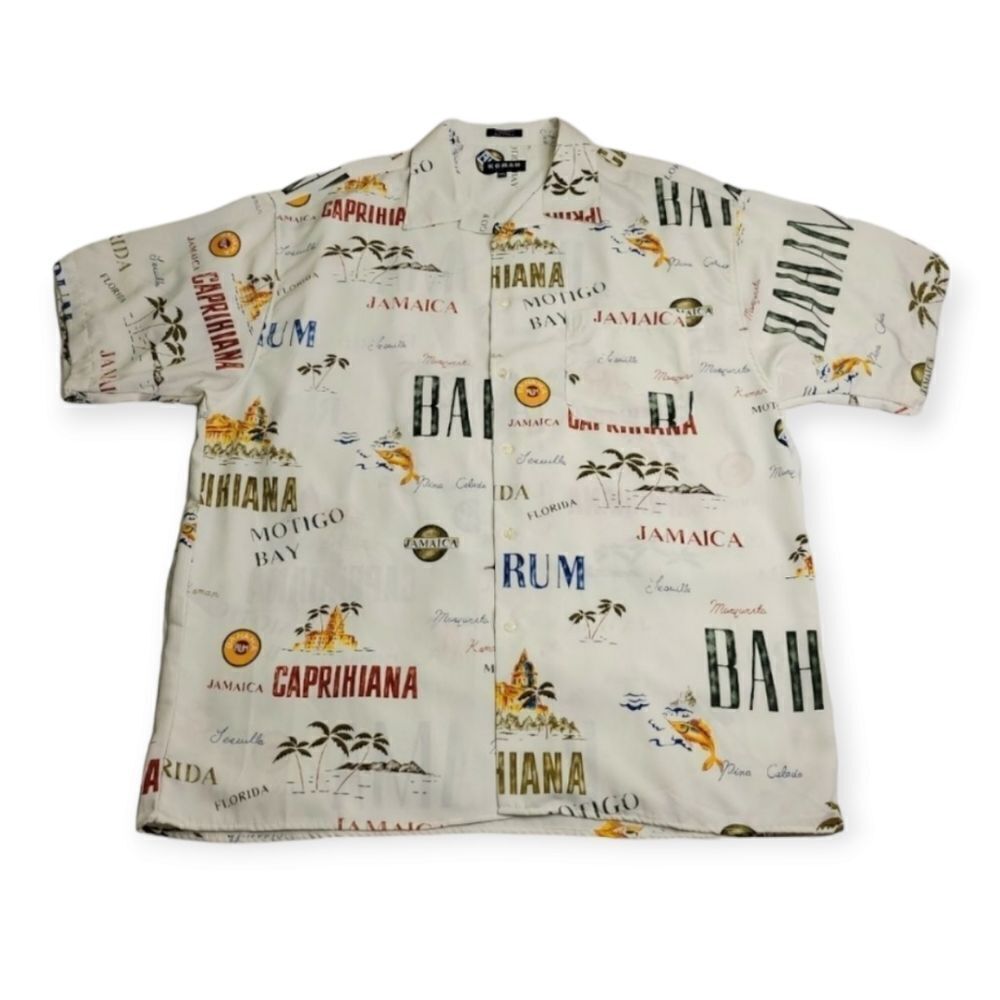 Koman Sport Tropical Hawaiian Short Sleeve Button‎ Up Shirt Men's Size XXL